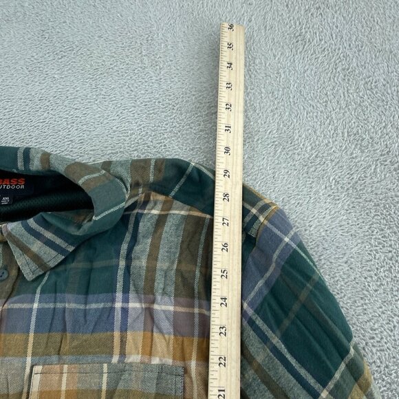 Bass Outdoor XXL Stretch Flannel Shirt Rubber Plaid Cotton Button-Up NWT 3655 - Picture 7 of 10